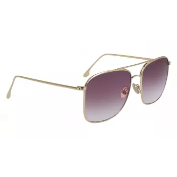 Victoria Beckham VB202S-712 Damen übergroße eckige Sonnenbrille, goldener Metallrahmen, braune Verlaufsgläser, 59 mm