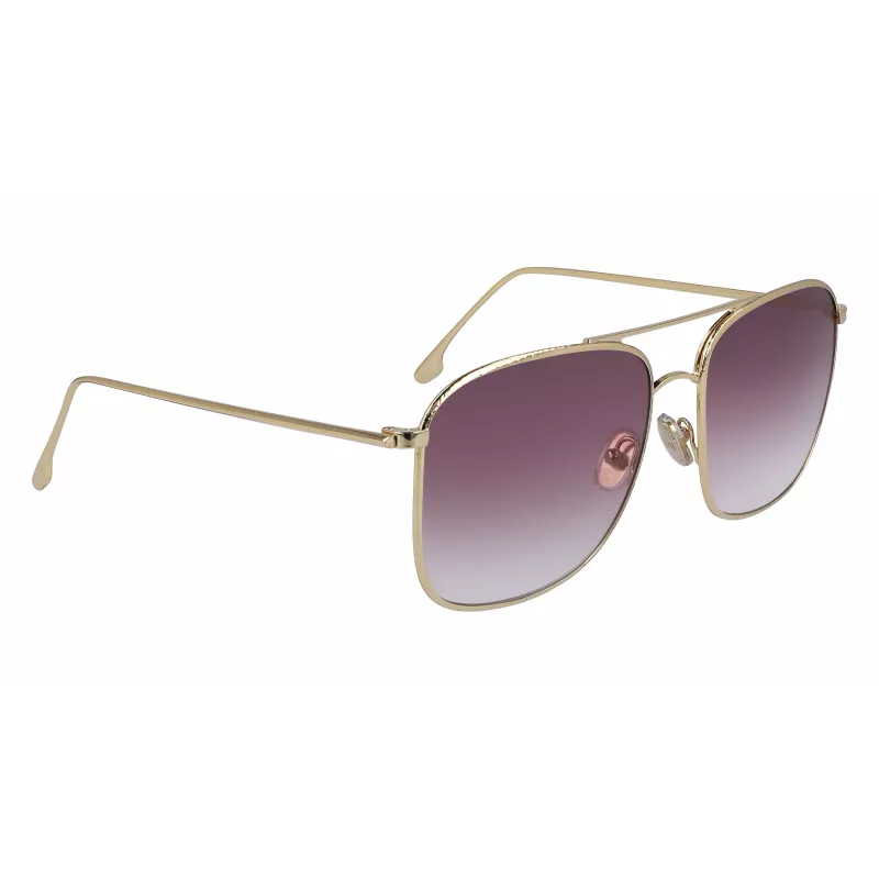 Victoria Beckham VB202S-712 Damen übergroße eckige Sonnenbrille, goldener Metallrahmen, braune Verlaufsgläser, 59 mm