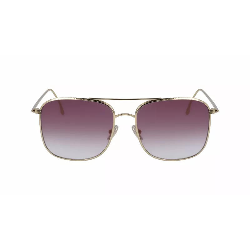 Victoria Beckham VB202S-712 Damen übergroße eckige Sonnenbrille, goldener Metallrahmen, braune Verlaufsgläser, 59 mm