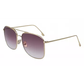 Victoria Beckham VB202S-712 Damen übergroße eckige Sonnenbrille, goldener Metallrahmen, braune Verlaufsgläser, 59 mm