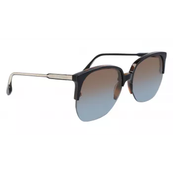 Victoria Beckham VB617S-005 Damen übergroße eckige Sonnenbrille, glänzend schwarzer Rahmen, graue Gläser, 63/15/140 mm