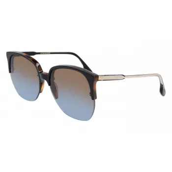 Victoria Beckham VB617S-005 Damen übergroße eckige Sonnenbrille, glänzend schwarzer Rahmen, graue Gläser, 63/15/140 mm