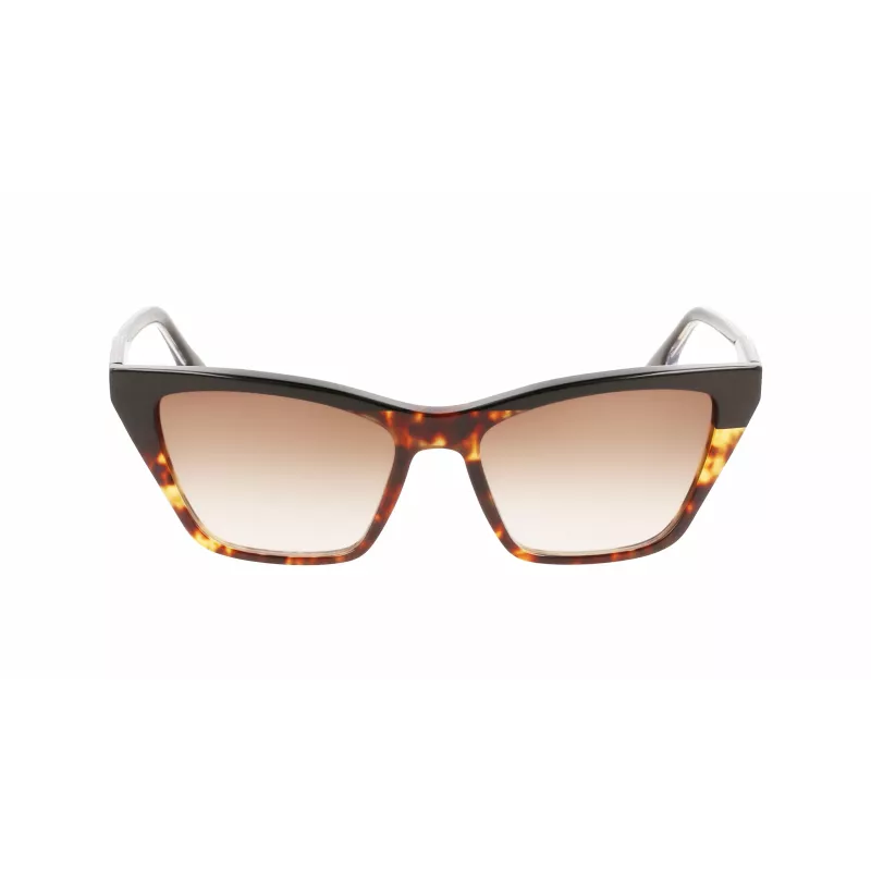 Victoria Beckham VB638S-005 Damen eckige Acetat-Sonnenbrille - Schwarzer Rahmen, grau verlaufende Gläser 55/17/140 mm