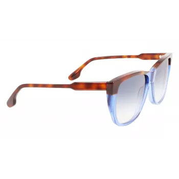 Victoria Beckham VB639S-418 Damen übergroße eckige Sonnenbrille - Dunkelblauer Acetatrahmen mit grauen Gradientengläsern