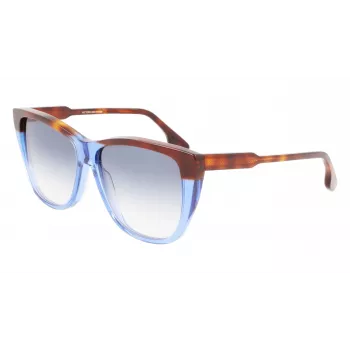 Victoria Beckham VB639S-418 Damen übergroße eckige Sonnenbrille - Dunkelblauer Acetatrahmen mit grauen Gradientengläsern
