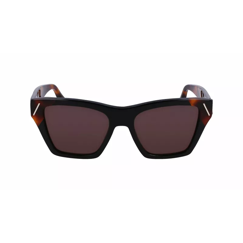 Victoria Beckham VB646S-001 Damen eckige Sonnenbrille - Schwarzer Acetatrahmen mit grauen Polycarbonatgläsern - 55/18/145 mm
