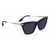 Victoria Beckham VB663S-001 Damen-Sonnenbrille - Schwarzer Acetatrahmen, graue Polycarbonatgläser, 57/15/140 mm