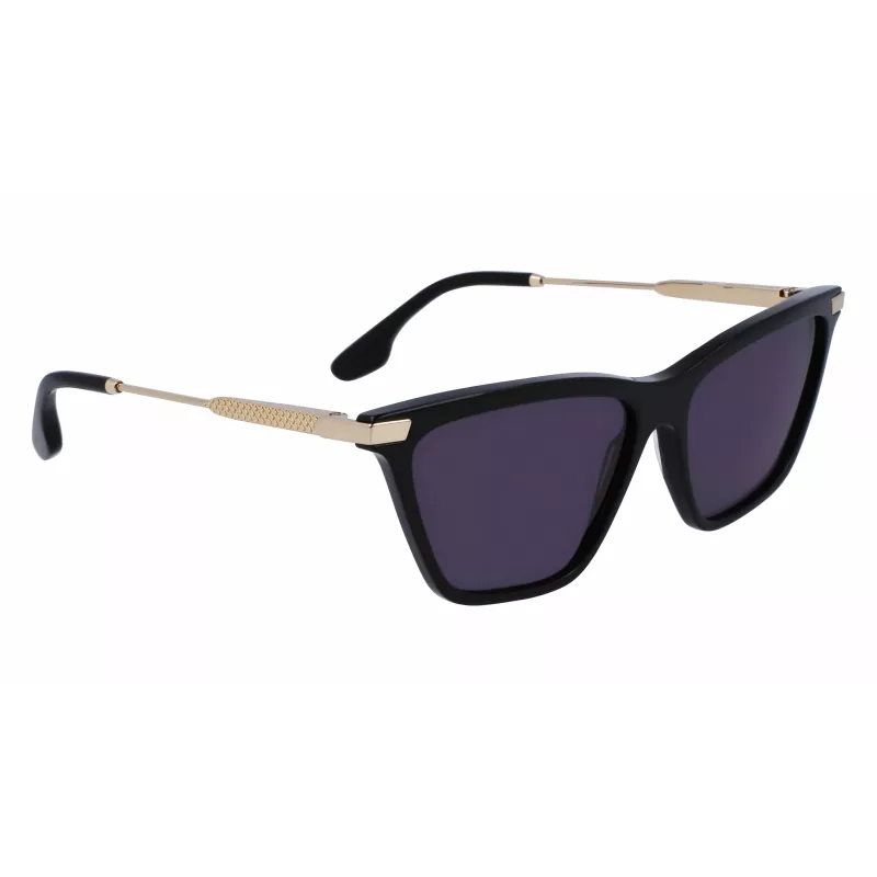 Victoria Beckham VB663S-001 Damen-Sonnenbrille - Schwarzer Acetatrahmen, graue Polycarbonatgläser, 57/15/140 mm