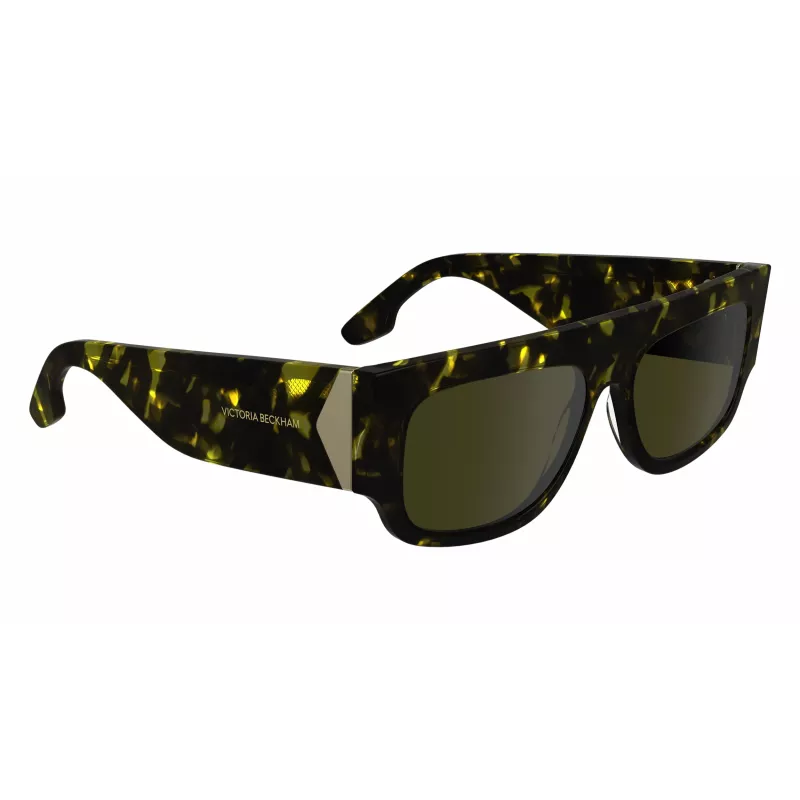 Victoria Beckham VB666S Sonnenbrille Damen Schwarz Acetat Eckiges Gestell Graue Gläser 55mm