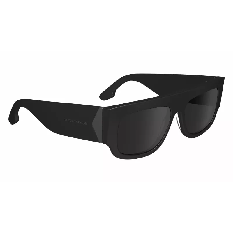 Victoria Beckham VB666S5516001 Damen eckige Sonnenbrille - Schwarzer Acetatrahmen, schwarze Polycarbonatgläser, 55/16/145 mm