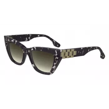 Victoria Beckham VB668S5516010 Damen eckige Sonnenbrille - Schwarzer Acetatrahmen, graue CR-39-Gläser, 55 mm