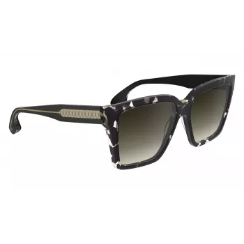 Victoria Beckham VB672S5715010 Damen übergroße eckige Sonnenbrille - Schwarzer Acetatrahmen, graue Polycarbonat-Gläser, 57/15/140 mm