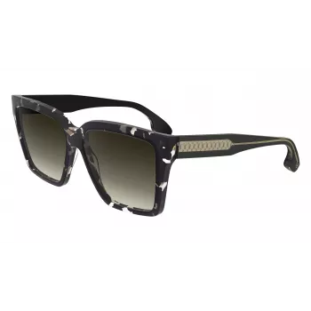 Victoria Beckham VB672S5715010 Damen übergroße eckige Sonnenbrille - Schwarzer Acetatrahmen, graue Polycarbonat-Gläser, 57/15/140 mm