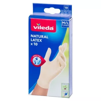 VILEDA Natural Latex Handschuhe, Größe S/M, 10 Paare
