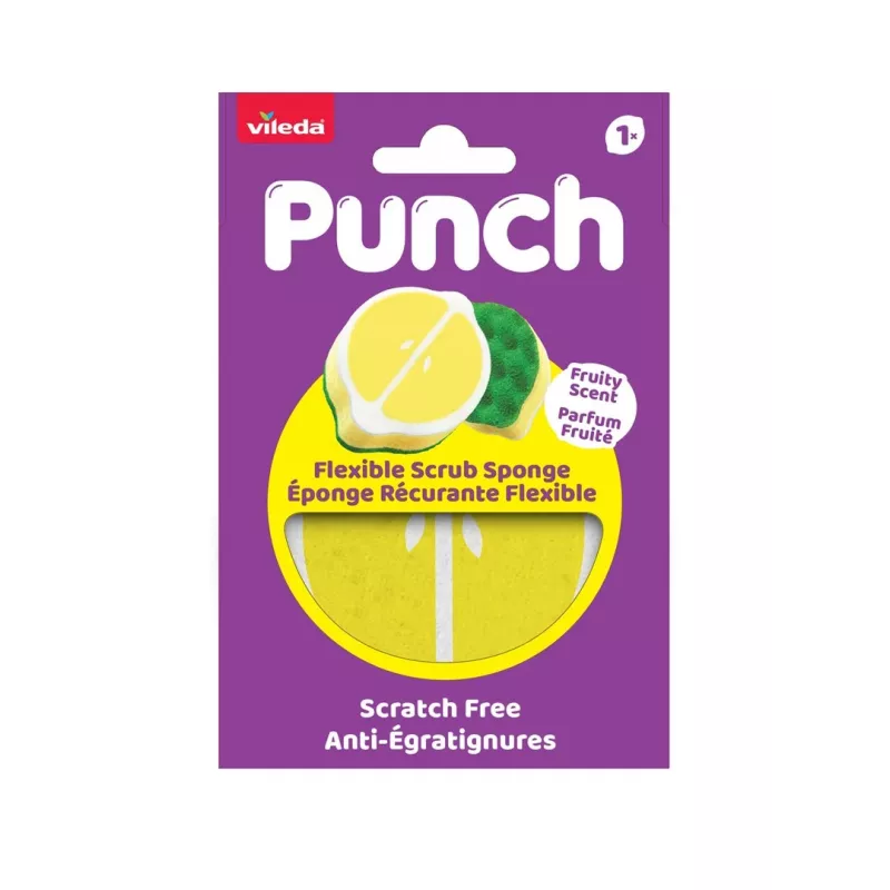 Vileda Punch Flexibler Schwammreiniger, Zitrone, 1 Stück