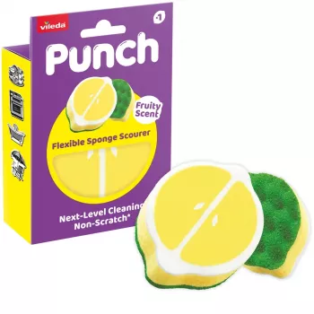 Vileda Punch Flexibler Schwammreiniger, Zitrone, 1 Stück
