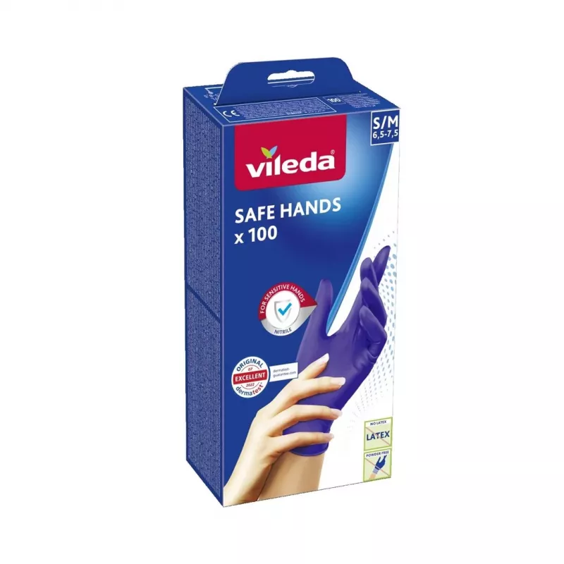 VILEDA Safe Hands – Nitrilhandschuhe S/M 100 Stk.
