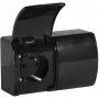 VIPLAST KOALA Doppel-Steckdose mit Schutzkontakt und Klappdeckel, Schwarz, IP44, 16A, 230V, 2 Steckdosen