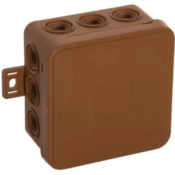VIPLAST V5 Klik Aufputz-Abzweigdose, leer, 12 Kabeleinführungen, braun, IP54, 75x75x41 mm, 035-02