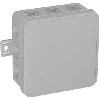 VIPLAST V6 Aufputz-Abzweigdose, leer, 12 Kabeleinführungen, grau, IP54, 85x85x41mm, mit Schnappdeckel
