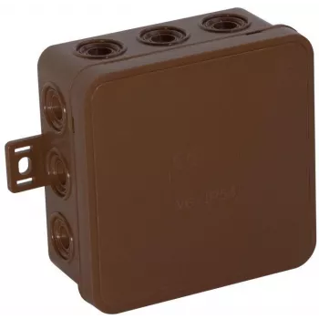 VIPLAST V7 Click Aufputz-Abzweigdose, 12 Einführungen, Braun, IP54, 100x100x41mm, 037-02