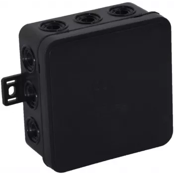 VIPLAST V7 Klik Aufputz-Abzweigdose, leer, 12 Einführungen, Schwarz, IP54, 100x100x41 mm