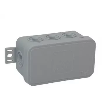 VIPLAST V8 Klik Aufputz-Klemmkasten, leer, 8 Kabeleinführungen, grau, IP54, 80x45x41mm, 038-03
