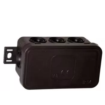 VIPLAST V8 Aufputz-Abzweigdose, 8 Einführungen, IP54, Schwarz, 80x45x41mm