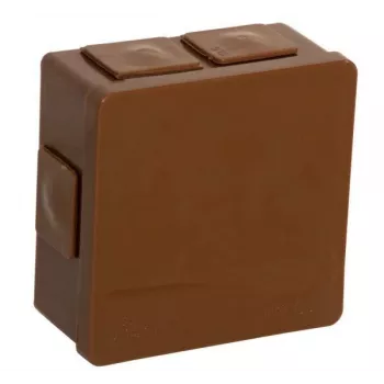 VIPLAST VP-02 Unterputz-Abzweigdose, 6 Kabeleinführungen, Schnappdeckel, Braun, IP55, 86x86x40 mm