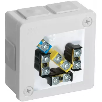 VIPLAST VP-22 Aufputz-Abzweigdose mit Klemmen, 6 Kabeleinführungen, Weiß, IP55, 86x86x40 mm