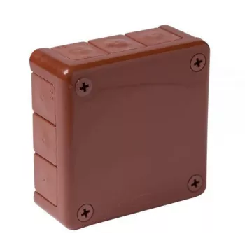 VIPLAST VP-41 Aufputz-Leere Abzweigdose, 12 Kabeleinführungen, Braun, IP55, 98x98x42 mm