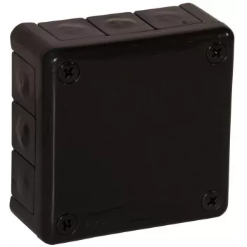 VIPLAST VP-41 Aufputz-Abzweigdose leer mit 12 Kabeleinführungen, Schwarz, IP55, 98x98x42mm