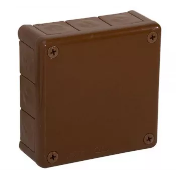 VIPLAST VP-51 Aufputz-Abzweigdose, 12 Kabeleinführungen, Braun, IP55, 118x118x46mm