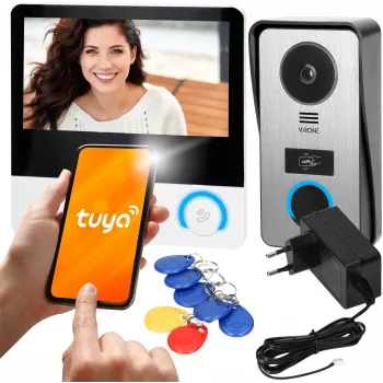 Virone VDP-67 Video-Türsprechanlage FullHD 1080p, 7-Zoll-Farb-LCD-Monitor, RFID-Leser, Tuya Smart Wi-Fi