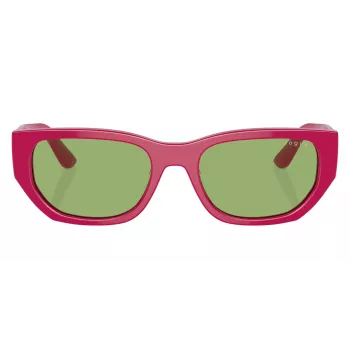 VOGUE Damen Butterfly-Sonnenbrille VO5586S31602 - Transparenter rosa Rahmen, dunkelgraue Gläser, 53 mm Glasbreite