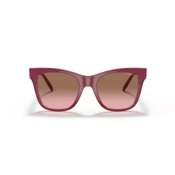 VOGUE Damen Katzenaugen-Sonnenbrille VO5428S299414 Transparenter Pinker Rahmen Braune Verlaufsgläser 51mm