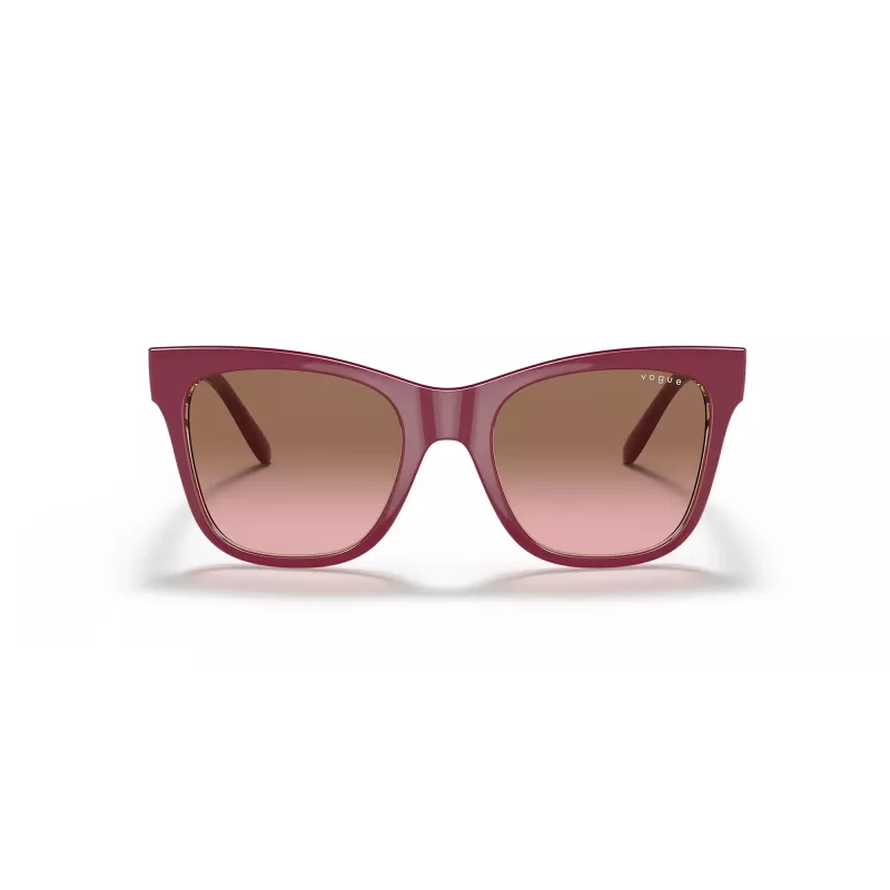 VOGUE Damen Katzenaugen-Sonnenbrille VO5428S299414 Transparenter Pinker Rahmen Braune Verlaufsgläser 51mm