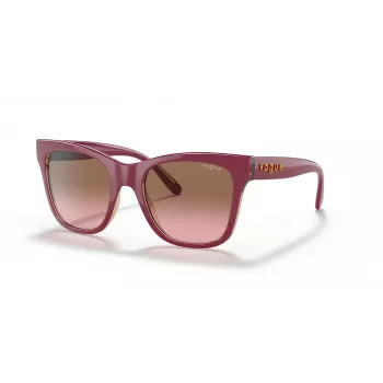 VOGUE Damen Katzenaugen-Sonnenbrille VO5428S299414 Transparenter Pinker Rahmen Braune Verlaufsgläser 51mm