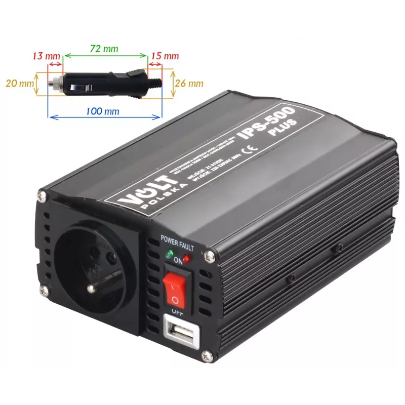 VOLT POLSKA IPS-500 PLUS 24V / 230V 350/500 W Power Inverter
