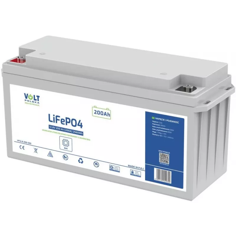 VOLT POLSKA Lithium Iron Phosphate LiFePO4 Batterie 12,8V 200Ah 200A
