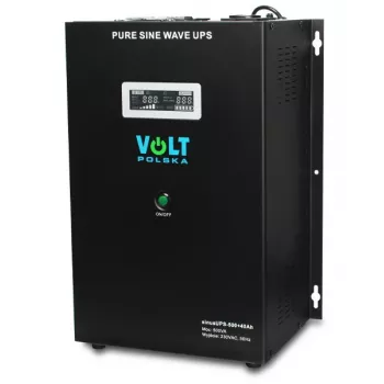 VOLT POLSKA Sinus UPS 500 Line-Interactive USV, 500VA/300W, Pure Sine Wave, 12V 40Ah externe Batterie