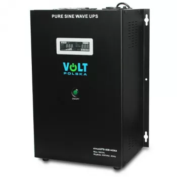 VOLT POLSKA Sinus UPS 500 Line-Interactive USV, 500VA/300W, Pure Sine Wave, 12V 40Ah externe Batterie