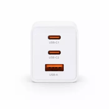 Voltage GaN 67W Wandladegerät, 2x USB-C & 1x USB-A, PD 3.0, QC 3.0, PPS, EU-Stecker, Weiß