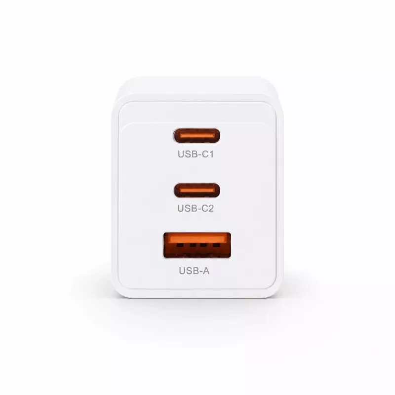 Voltage GaN 67W Wandladegerät, 2x USB-C & 1x USB-A, PD 3.0, QC 3.0, PPS, EU-Stecker, Weiß