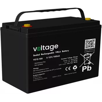 VOLTAGE AGM Batterie 12V 100Ah VE12-100 (6-9 Jahre Lebensdauer)