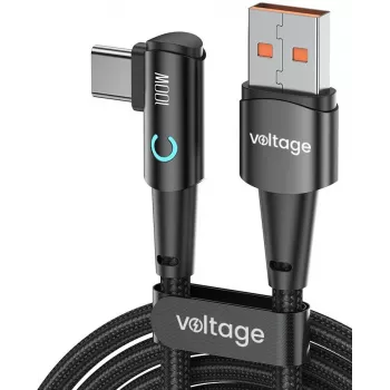 VOLTAGE PowerAngle 66W PD USB-A auf USB-C Winkelkabel 1m Schwarz