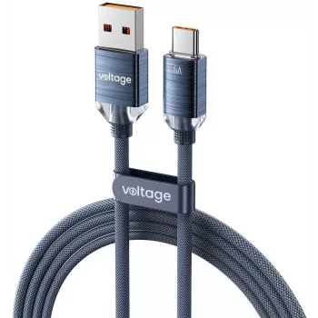 VOLTAGE PureCrystal 66W USB-A auf USB-C Kabel 2m Blau