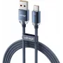 VOLTAGE PureCrystal 66W USB-A auf USB-C Schnellladekabel 1m Blau