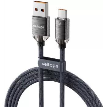 VOLTAGE PureCrystal USB-A auf USB-C Kabel 66W 1m Schwarz