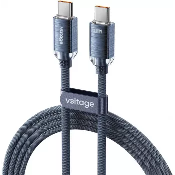 VOLTAGE PureCrystal USB-C auf USB-C Kabel 100W PD 2m Blau